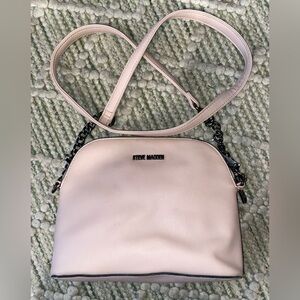 Steve Madden Light Pink Crossbody Bag Chain Accent Silver Zipper Hardware Women